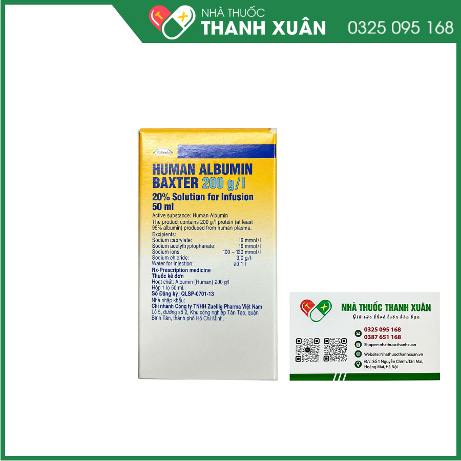 Human Albumin Baxter 200 g/l giúp phục hồi và duy trì thể tích máu
